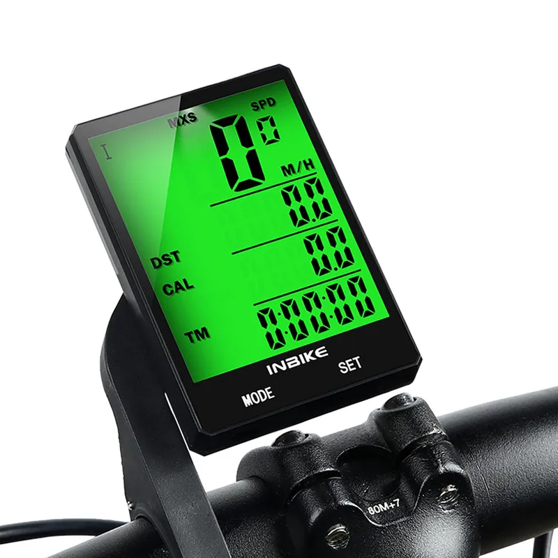 INBIKE 2,8 tums cykel Trådlös dator Multifunktion Regntät Ridning Cykel Vägmätare Cykling grön