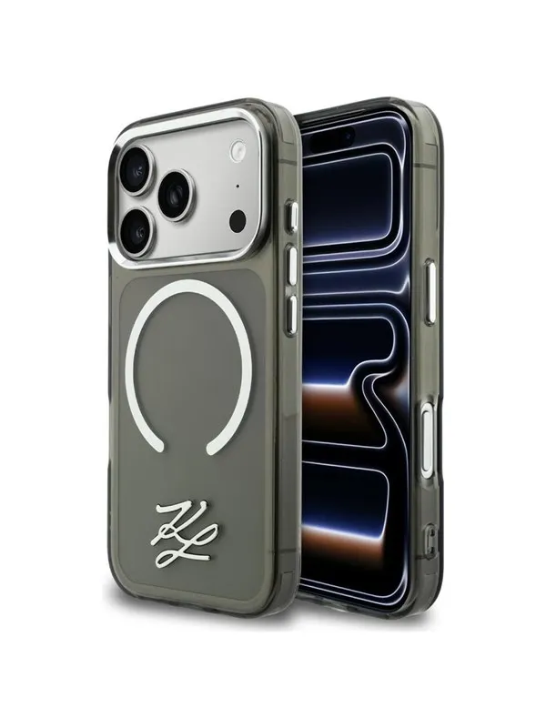 Karl Lagerfeld IML KL Script Logo MagSafe Case for iPhone 17 Pro - Black