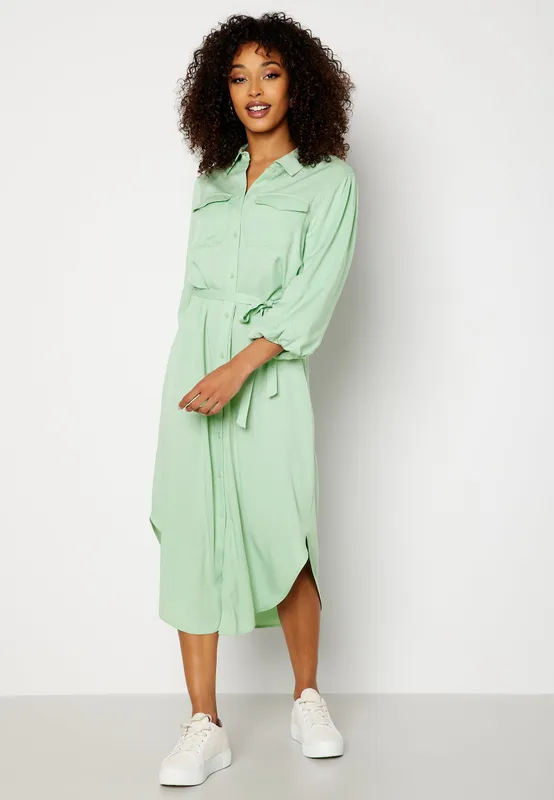 Embrace 3/4 Puff Sleeve Midi Dress (#2308)