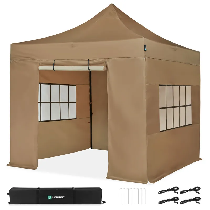 Easy-Up Partytält - 3×3 m | Set inkl. sidoväggar - Beige