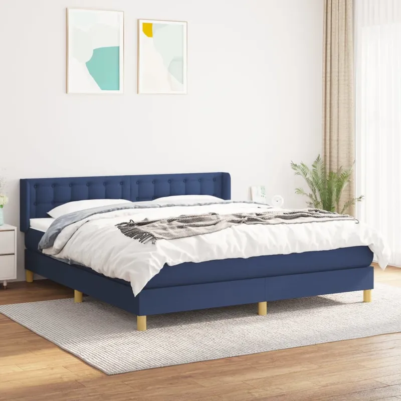 vidaXL Ramsäng med madrass blå 180×200 cm tyg (#3884)