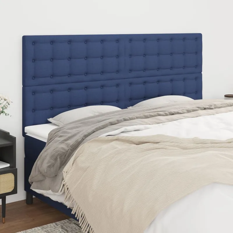 vidaXL Sänggavel blå 160x5x118/128 cm tyg