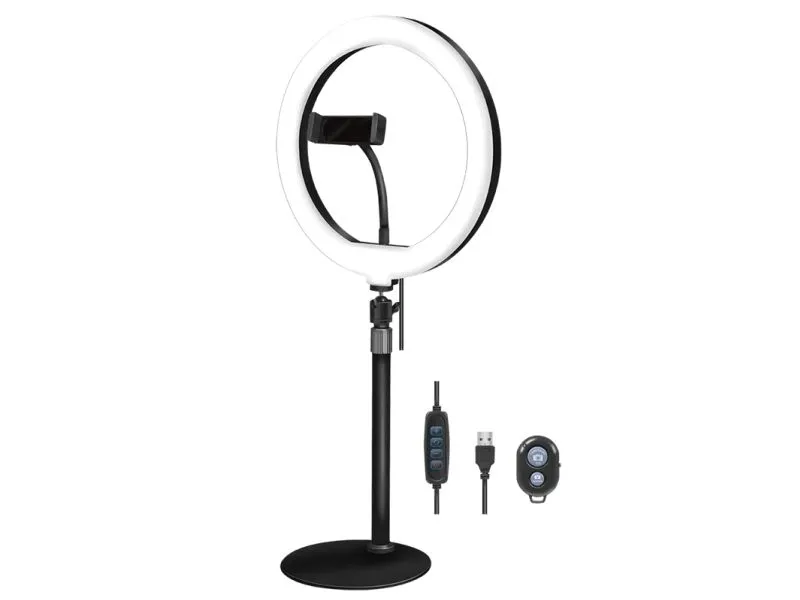LogiLink Smartphone ring light tripod with remote shutter height adjust. Ø 25 cm