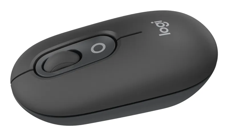 Logitech POP – Mus – anpassningsbar emoji – optisk – 4 knappar – trådlös – Bluetooth 5.1 LE – grafit