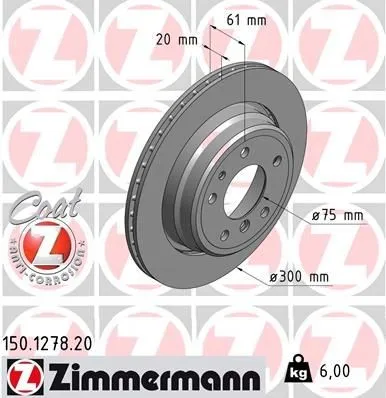 Bromsskiva ZIMMERMANN 150.1278.20
