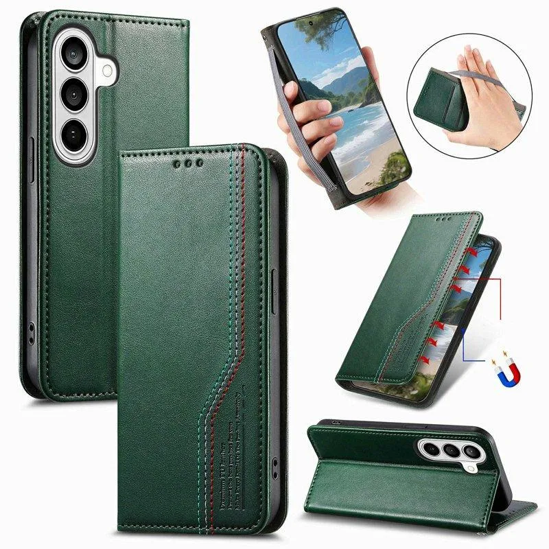 Plånboksfodral för Samsung Galaxy S26 Plus Konstläder – Grön (#0655)