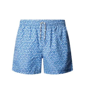 Pepe Jeans för män. PMB100011 Baddräkt med blått tryck (M), Strandkläder, Polyester