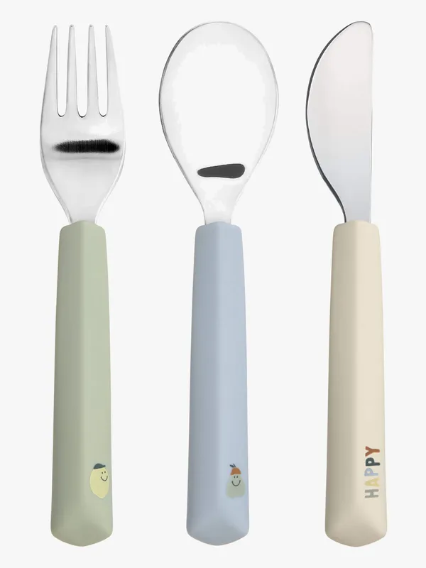 Lässig Bestick med Silikongrepp 3-pack, Happy Fruit Lemon