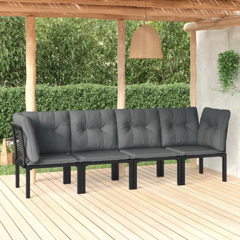 vidaXL Loungegrupp 4 delar svart och grå konstrotting (#9624)