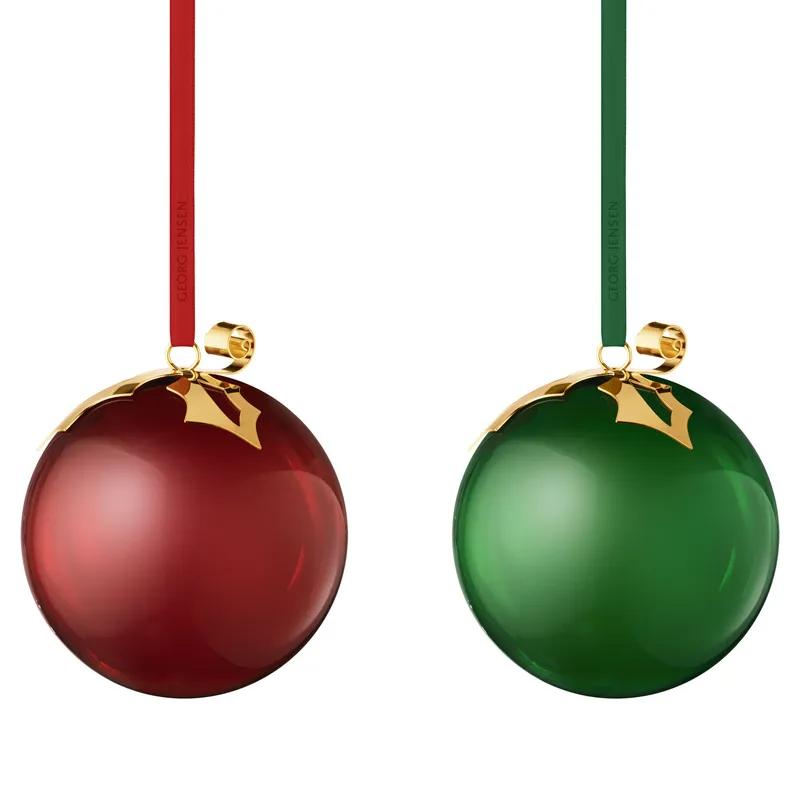 Georg jensen Classic Christmas 2026 glaskulor, 2 st, grön/röd