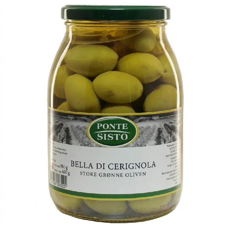 Ponte Sisto Gröna oliver Bella di Cerignola med kärna 980 g