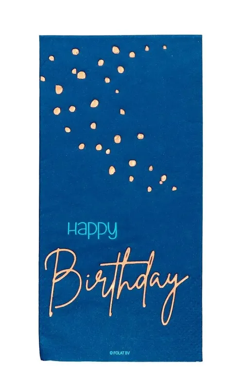Servetter Happy Birthday mörkblå 33 x 33 cm 10-pack