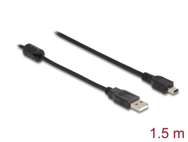 Delock USB-A 2.0-kabel hane till Mini USB-B hane 1,5m – Svart (#2522)