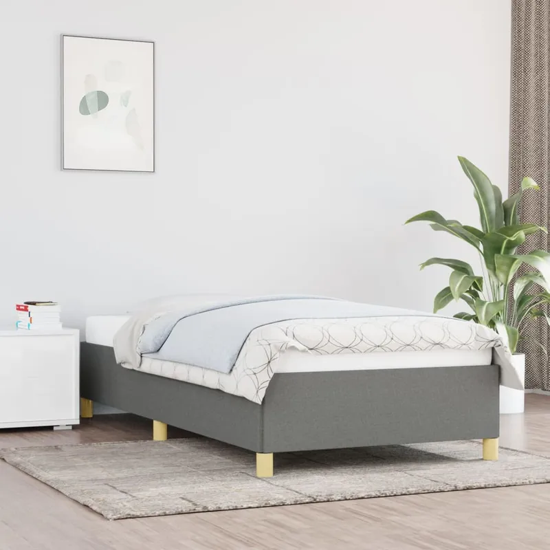 vidaXL Sängram utan madrass mörkgrå 90×190 cm tyg (#1751)