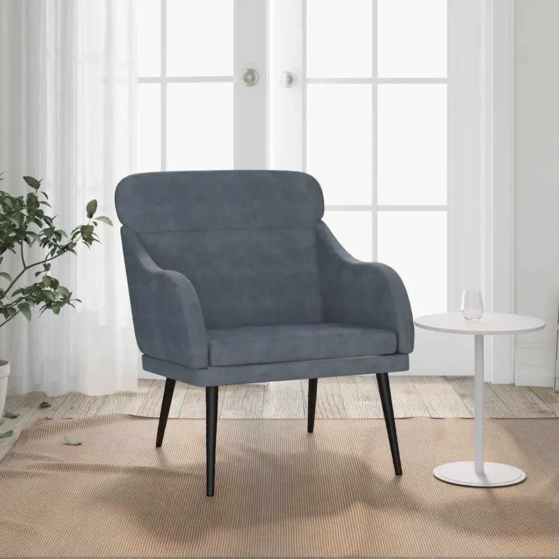 vidaXL Fåtölj mörkgrå 63x76x80 cm sammet (#6438)