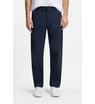 BOSS för män. 50554993 Marinblå byxor med rak passform (34/34), Casual, Bomull, Marino