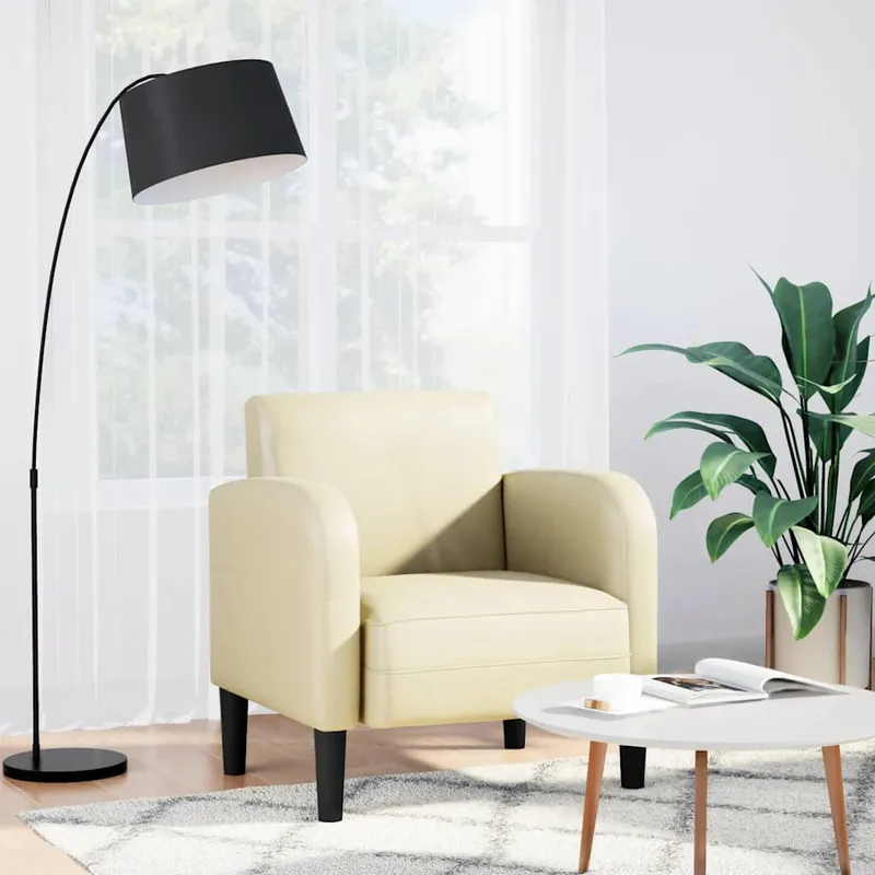 vidaXL Soffstol med armstöd gräddvit 54 cm konstläder