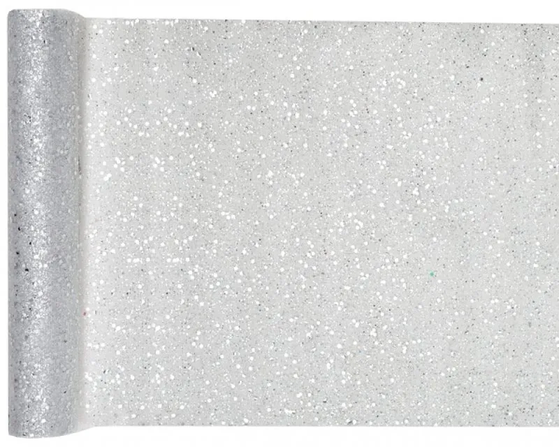 Duk (löpare) glitter silver, 28 x 500 cm