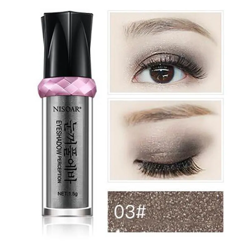 Skinnende Langvarig Vanntett Skimmer Pigment Powder Nude Mineral Eye Shadow Highlight Roll-on Cosmetic 3