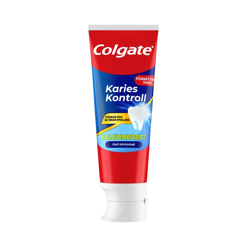Tandkräm, Colgate Caries Control, 14,5×5,5×3,5 cm, 75 ml, vit, stående tub, 1450 ppm – (12 st./kartong)