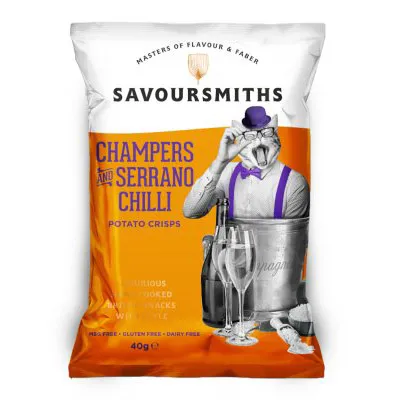 Savoursmiths chips - champagne och serrano chili 40 g