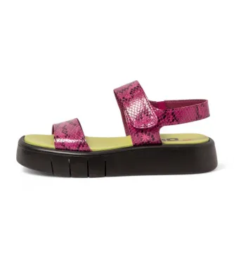 Art för kvinnor. 11854F4O8003_043 Lädersandaler 1854F Malaga rosa (41), Hud, 3 till 5 cm, Kardborreband, Casual