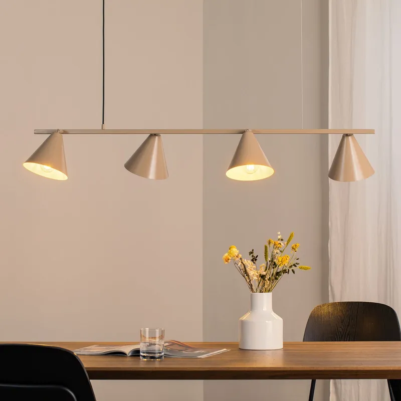 Form 4 hänglampa i beige metall, 4 lampor, konformad - ALDEX Hängeleuchte Form 4 - Matsal - Modern - Med flera ljuskällor