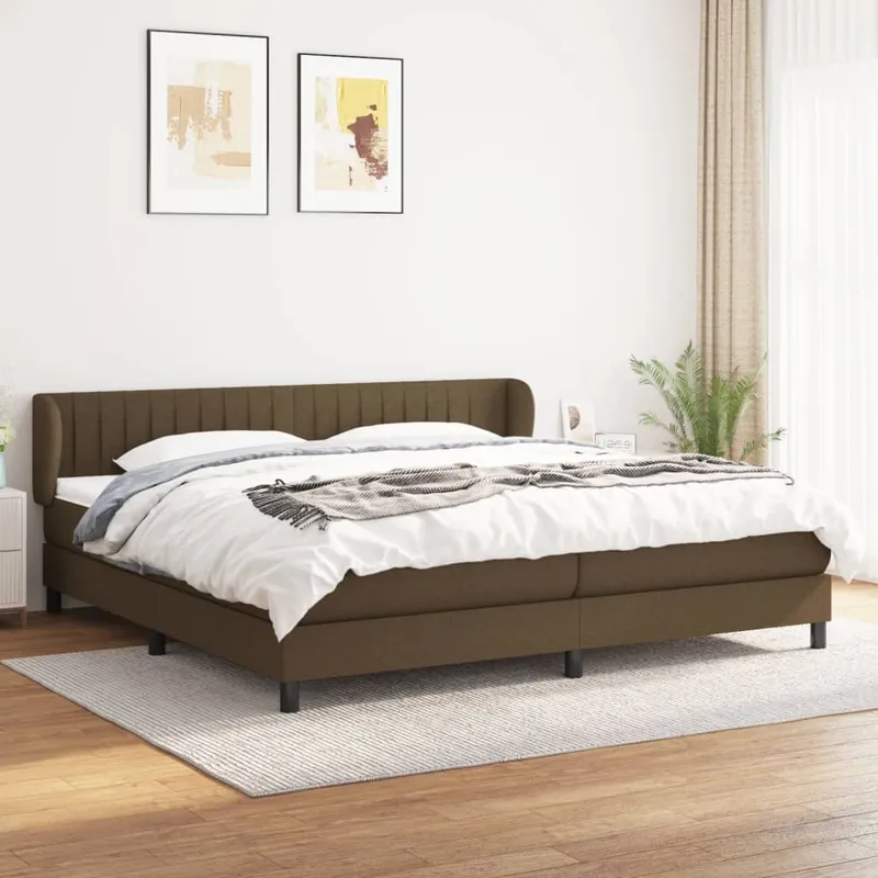 vidaXL Ramsäng med madrass mörkbrun 200×200 cm tyg (#3081)