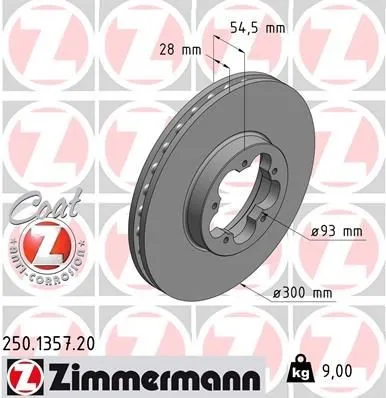 Bromsskiva ZIMMERMANN 250.1357.20