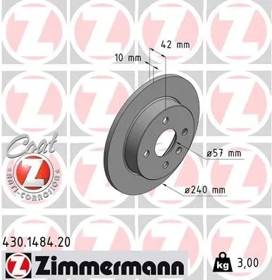 Bromsskiva ZIMMERMANN 430.1484.20