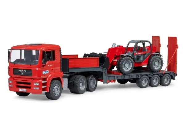 Bruder MAN TGA Low loader truck with Manitou telehandler toy
