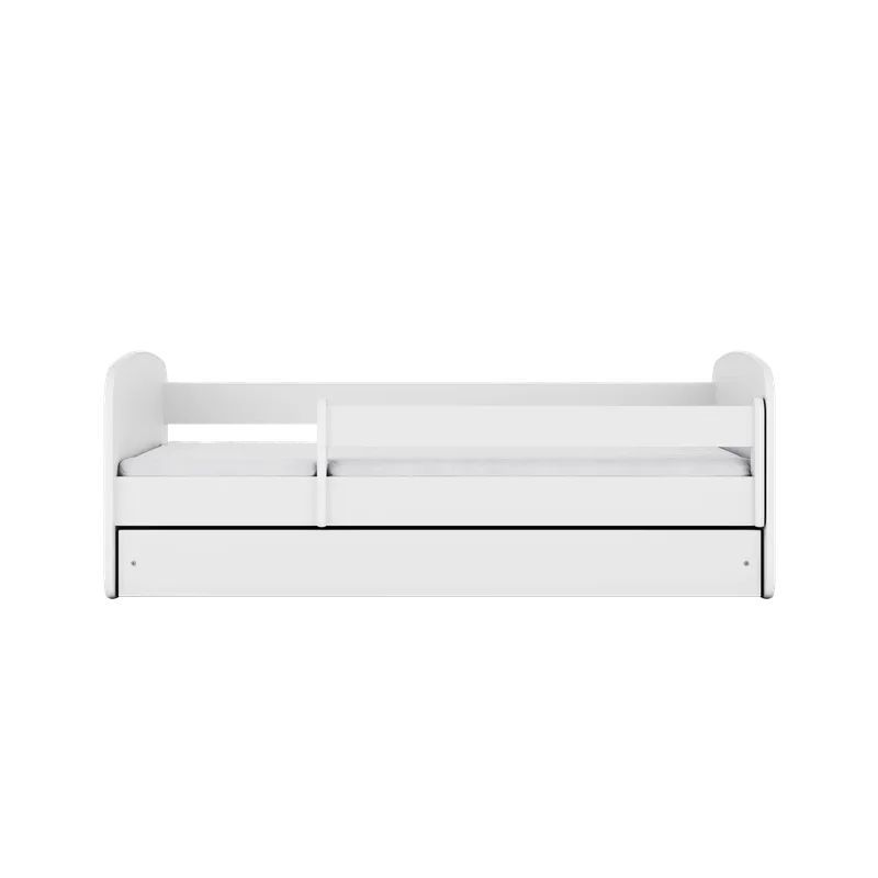 Babydreams juniorsäng, med madrass, sängstång och låda – vit laminat (160×80)
