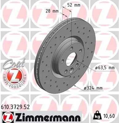 Bromsskiva ZIMMERMANN 610.3729.52
