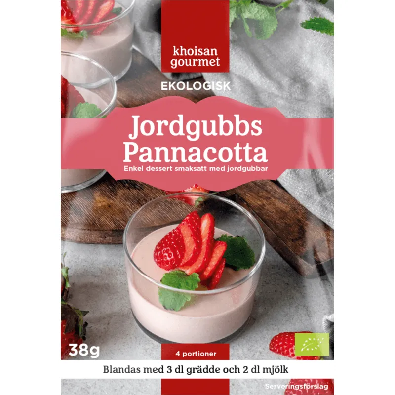 Khoisan Gourmet Pannacotta Jordgubb EKO 38 g