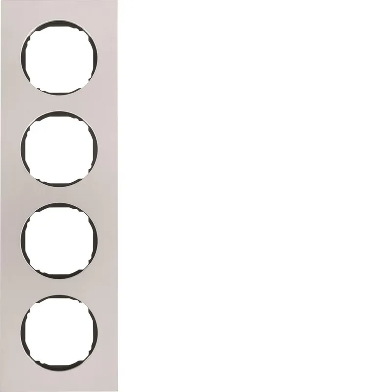 Hager 10142614 Täckram för dosa Berker R.8, rostfri 4-fack