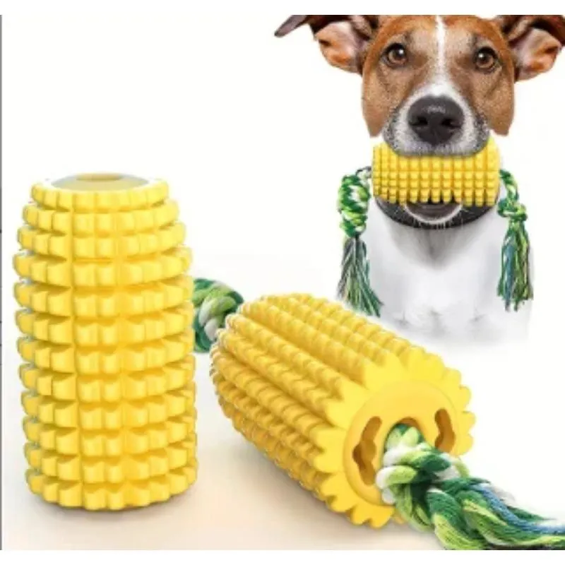 Ekstra slitesterke tyggeleker for hund – Interaktivt pipende hjelpemiddel for tanndannelse for aggressive tyggere – Naturlig maisstangdesign for S M L raser