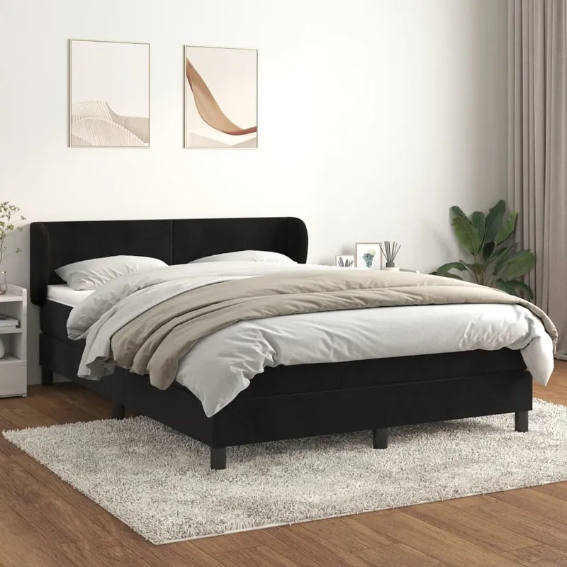 vidaXL Ramsäng med madrass svart 140×190 cm sammet