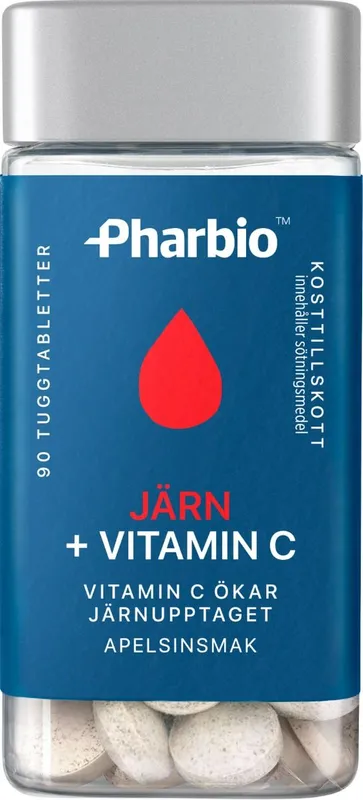 Pharbio Järn + Vitamin C 90 tuggtablett