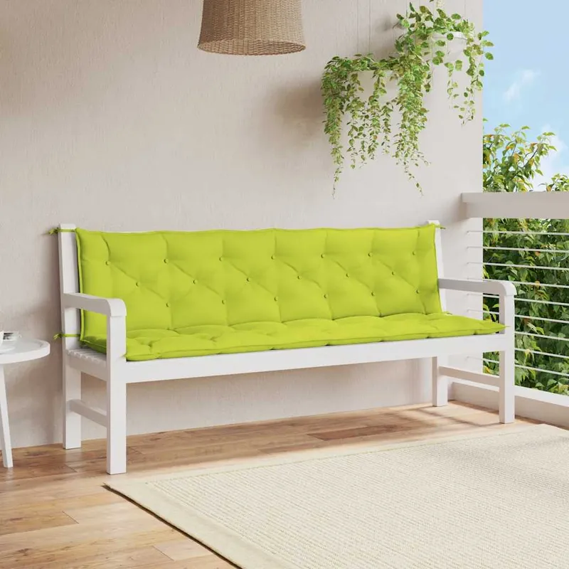 vidaXL Bänkdyna för trädgården ljusgrön 200x(50+50)x7 cm oxfordtyg