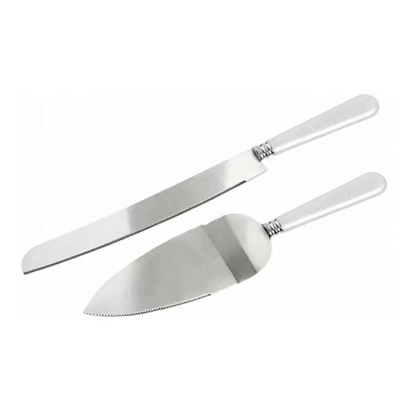 Tårtknivar | 2-pack | Silver med vitt skaft