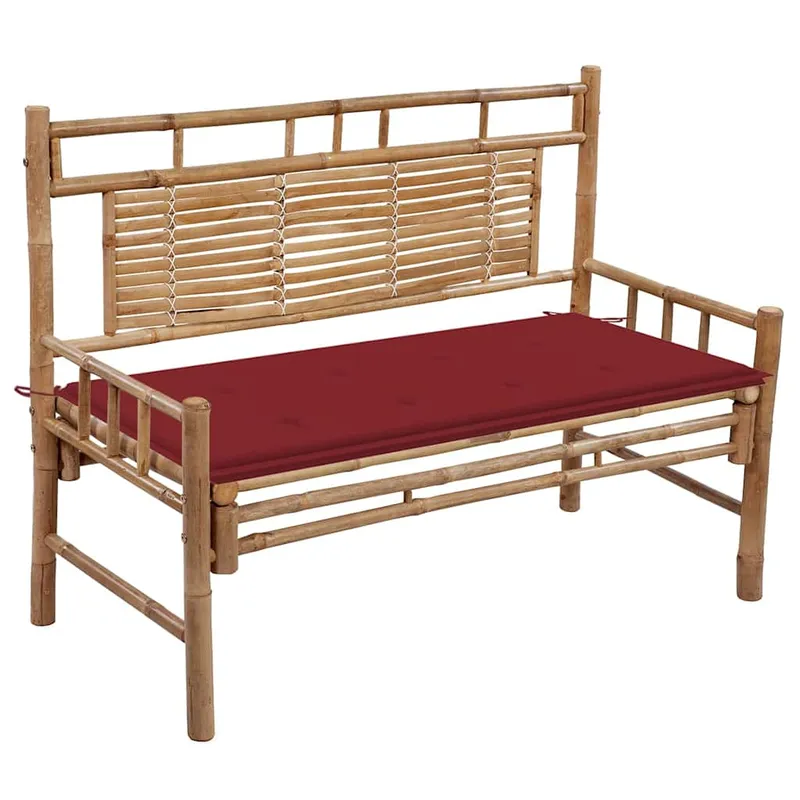 vidaXL Trädgårdsbänk med dyna 120 cm bambu (#8093)