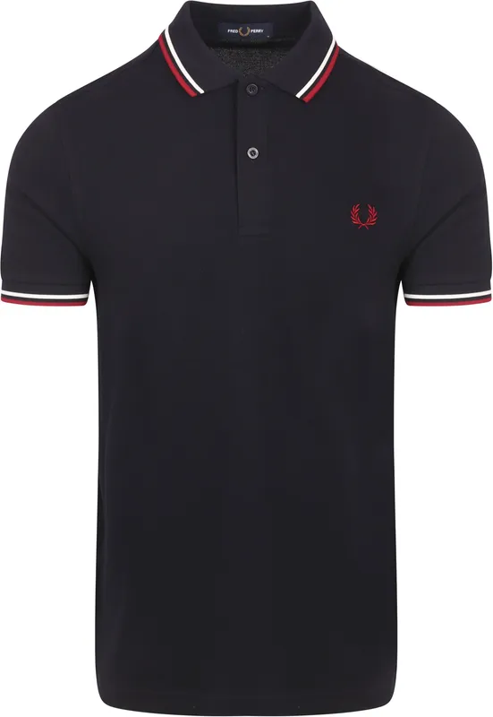 Fred Perry för män. M3600 Polo Twin Tipped marinblå (M), Casual, Bomull, Kort ärm, Marino