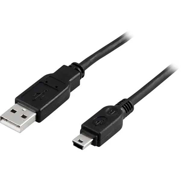 USB 2.0 kabel Typ A Hane - Typ Mini B Hane 3m, svart