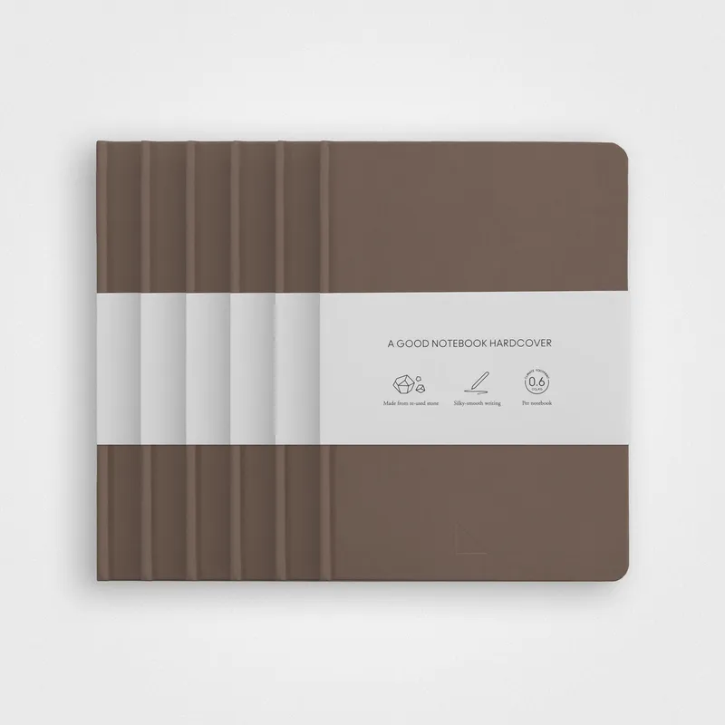 6 Pack Stone Paper Notebook Set︱A5 Hardcover, Earth Brown