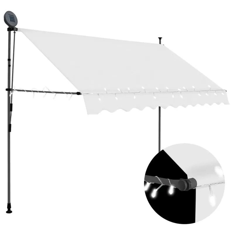 Vidaxl Handrullad Markis med LED, 250 cm, Krämvit
