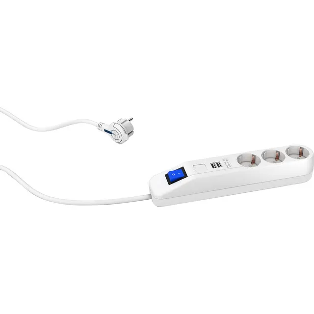 GRENUTTAG 3+2 KOMBI 3M M BRYT VIT 3 JORD + 2 USB A H05VV-F | Beijerbygg Byggmaterial