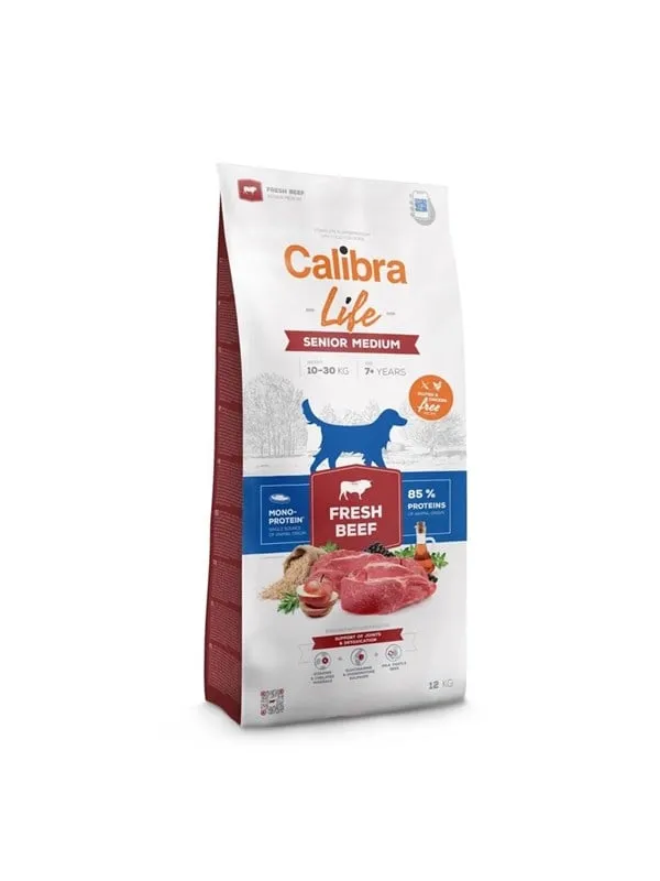 Calibra Life Senior Medium Färskt nötkött - torrt hundfoder - 12kg