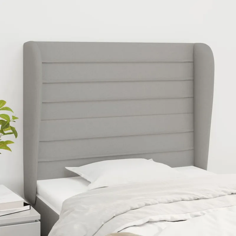 vidaXL Sänggavel med kanter ljusgrå 83x23x118/128 cm tyg (#9343)