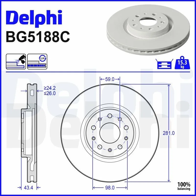 Bromsskiva DELPHI BG5188C
