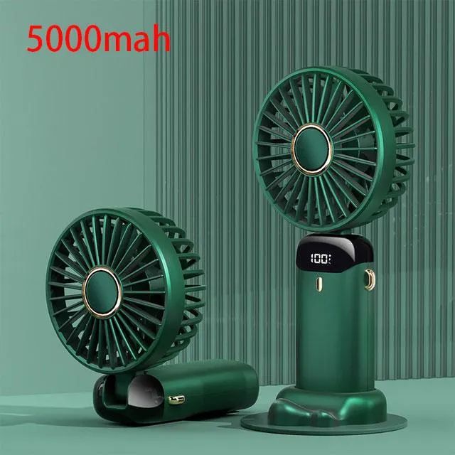 5000/8000mAh bärbar fläkt med smart LED digital skärm 5 hastigheter justerbar USB uppladdningsbar mini handhållen halsfläkt 5000mah grön